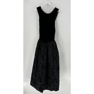 Scott McClintock Vintage Dress Womens Large Black Velvet Floral Evening Gown